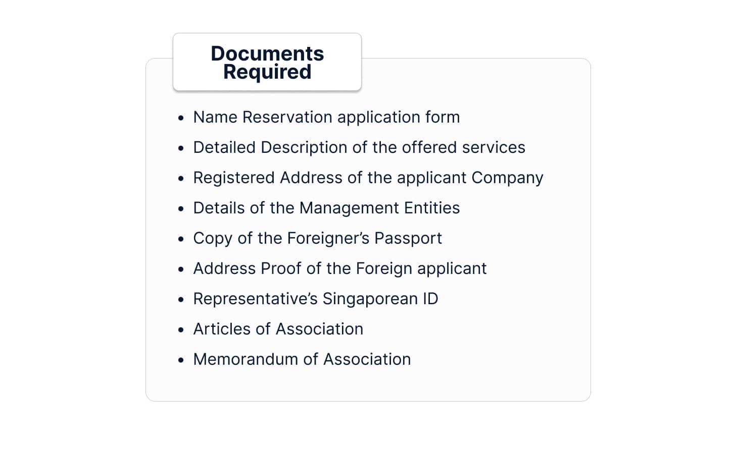 Documents required for Company Registration in Singapore
